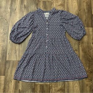 Max Studio Cute Puff Sleeves Rayon Lightweight Dress Women’s Size XS Blue Red